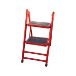 نردبان آپارتمانی سهند نیک ۲ پله کفه پهن قرمز سفید نقره ای - چهارپایه پهن تولید تبریز