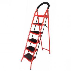 نردبان آپارتمانی سهند نیک ۶ پله کفه پهن قرمز سفید نقره ای - تولید تبریز