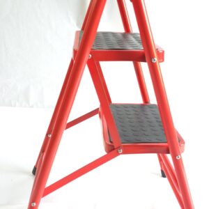 نردبان آپارتمانی سهند نیک ۲ پله کفه پهن قرمز سفید نقره ای - چهارپایه پهن تولید تبریز